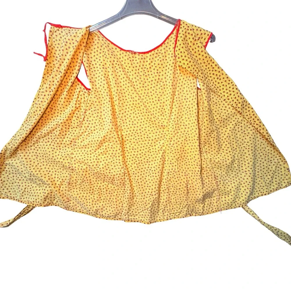 1940s Wrap Apron Vintage Hooverette Yellow & Red Floral WWII Era Retro Farmhouse